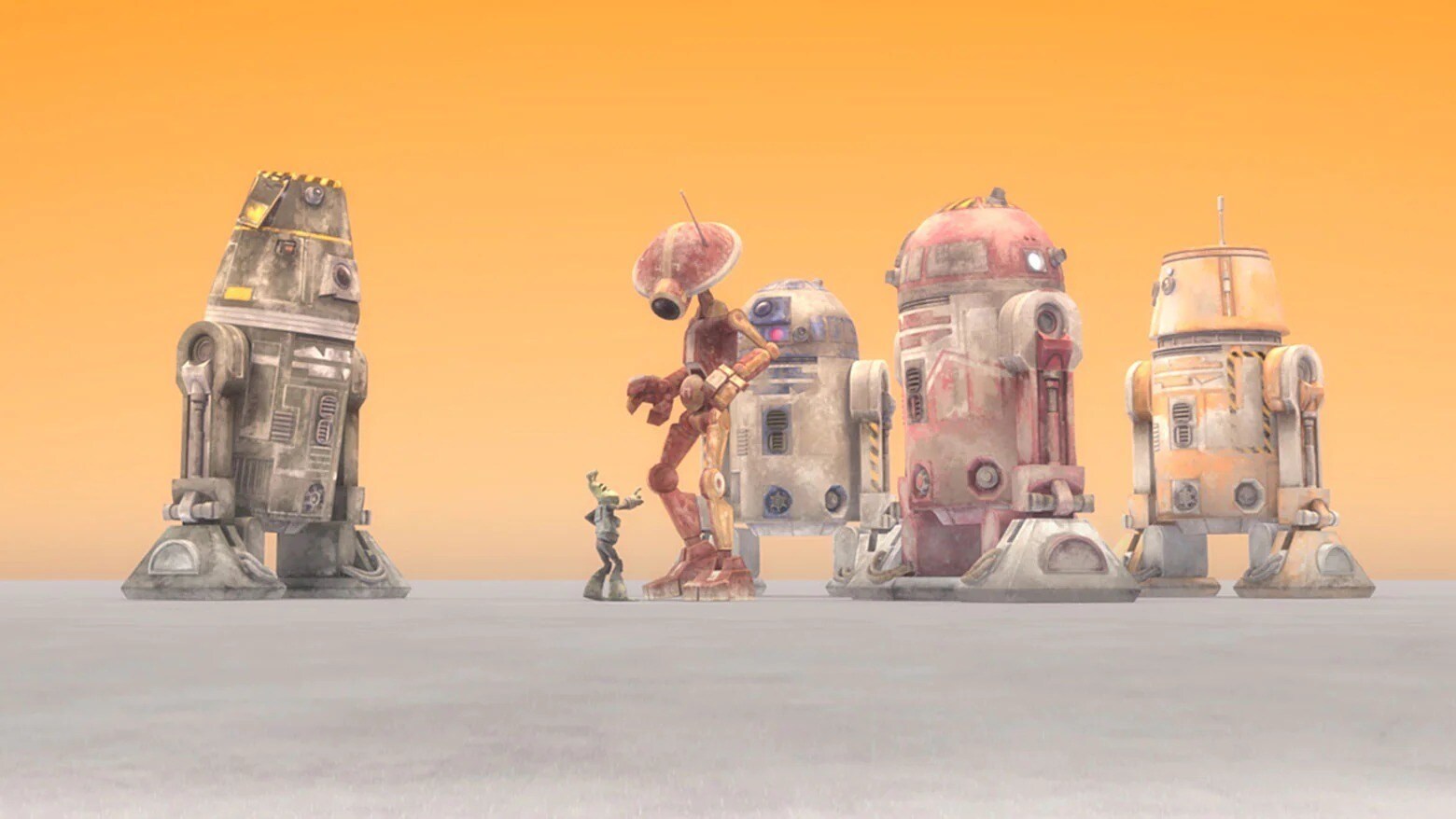 A group of droids in The Clone Wars