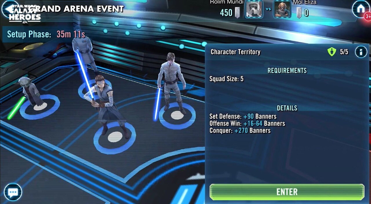 A screenshot from Galaxy of Heroes.