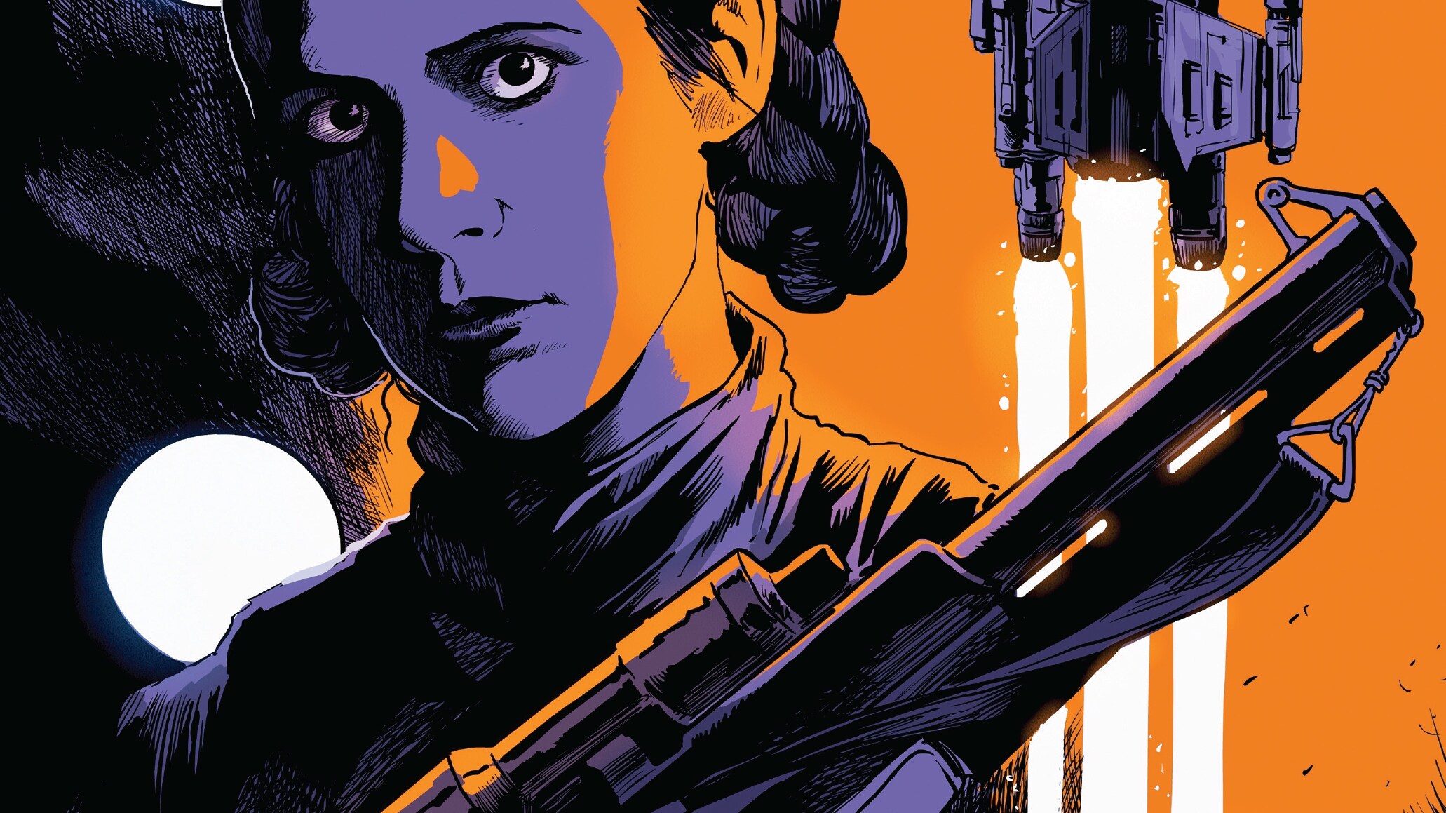 Leia holds a blaster rifle on the cover of Princess Leia #3.