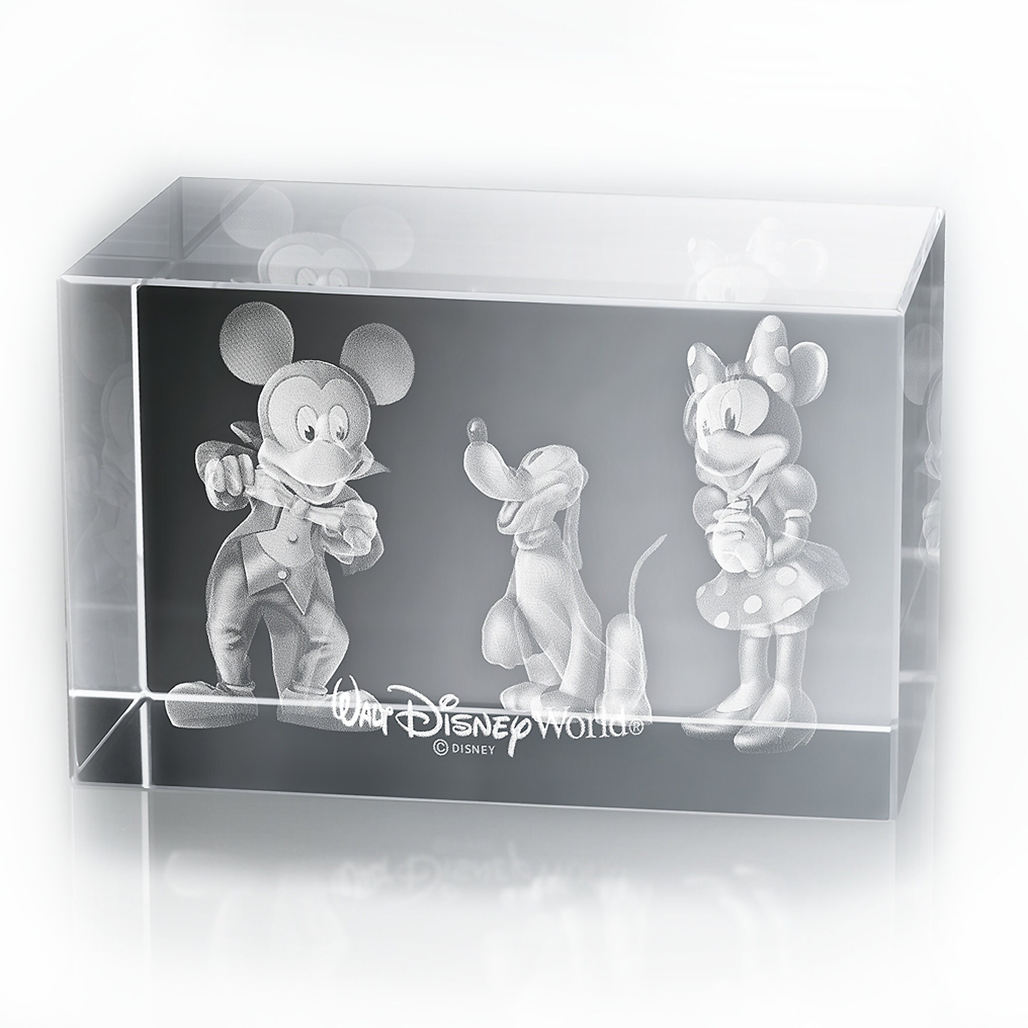 Mickey and Minnie Mouse, and Pluto Laser Cube by Arribas - Walt Disney World