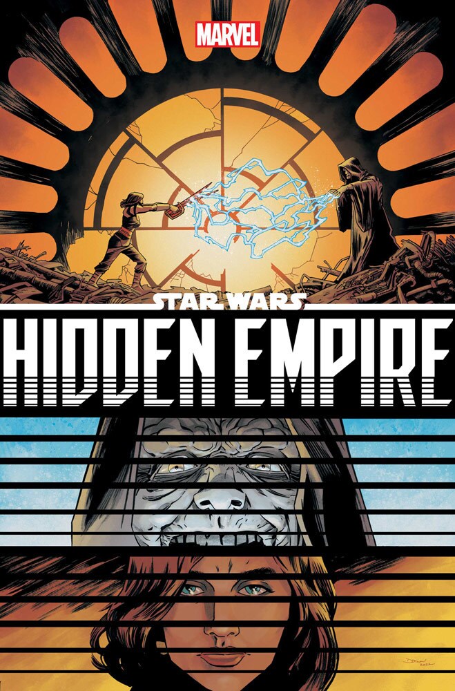 Qi'ra and the Emperor clash on Declan Shalvey's variant cover for Star Wars: Hidden Empire #1.
