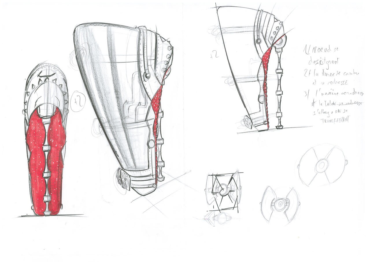 Sketches of Christian Louboutin's Star Wars-inspired Space Shoe.