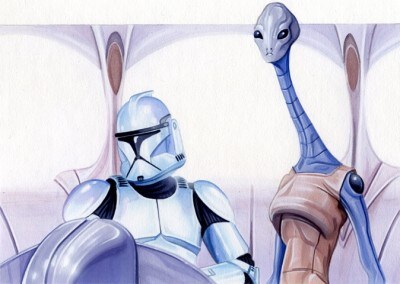 Kaminoan and a clone trooper