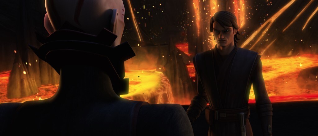 The Son tempting Anakin Skywalker in the Well of the Dark Side on Mortis