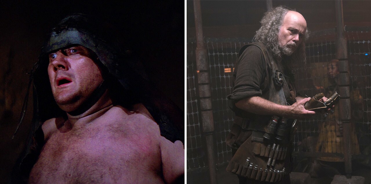 On the left, Malakili in Return of the Jedi. On the right, Ralakili in Solo: A Star Wars Story.