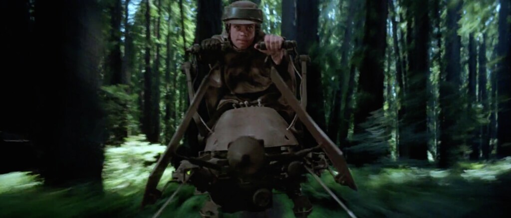 Luke on a speeder bike in Return of the Jedi 