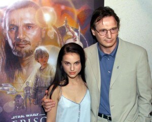 Portman and Neeson at premier