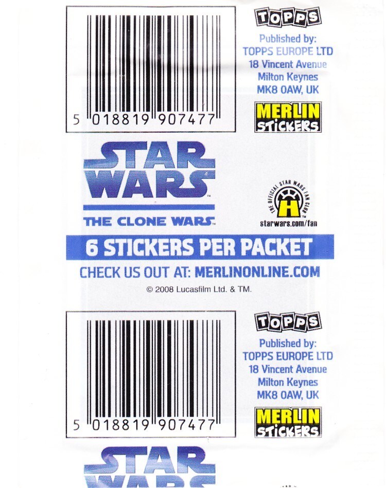 Star Wars: The Clone Wars sticker album - back page
