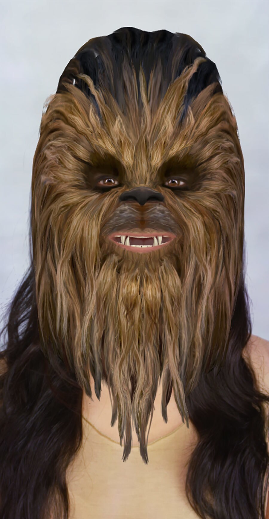 A Chewbacca selfie made with a Snapchat Star Wars themed image filter.