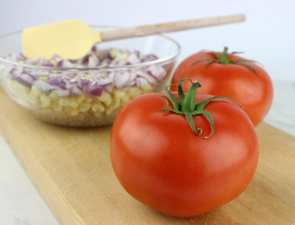 Tomatoes and quinoa for a Darth Maul Quinoa Salad recipe.