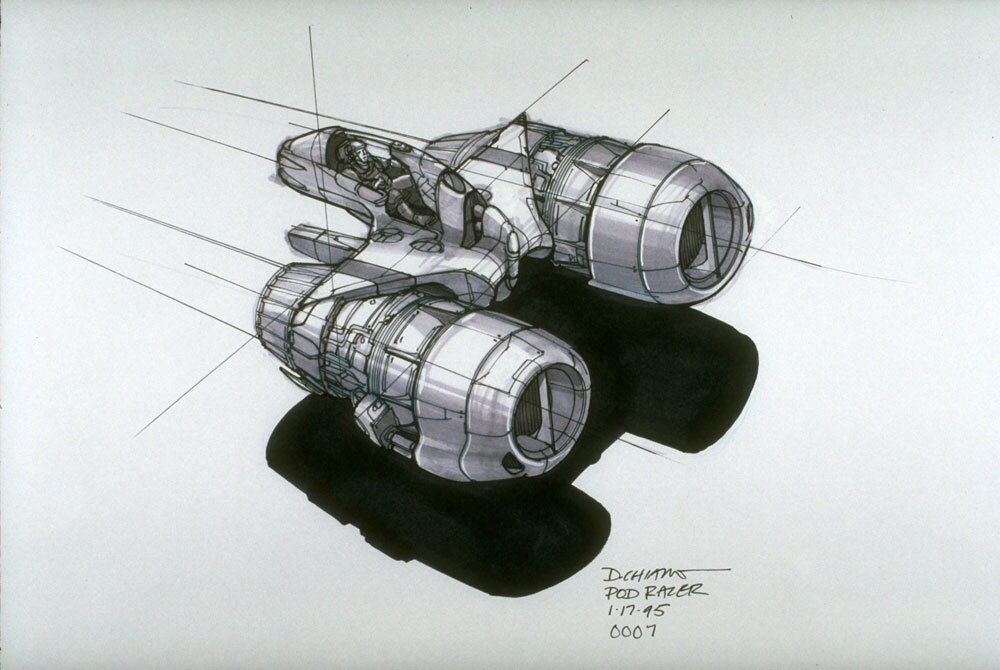 An early concept sketch of the podracer.