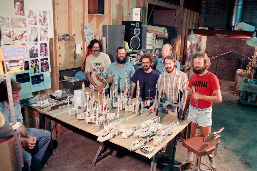 Industrial Light & Magic model makers show off various ship miniatures they designed for Star Wars: A New Hope.