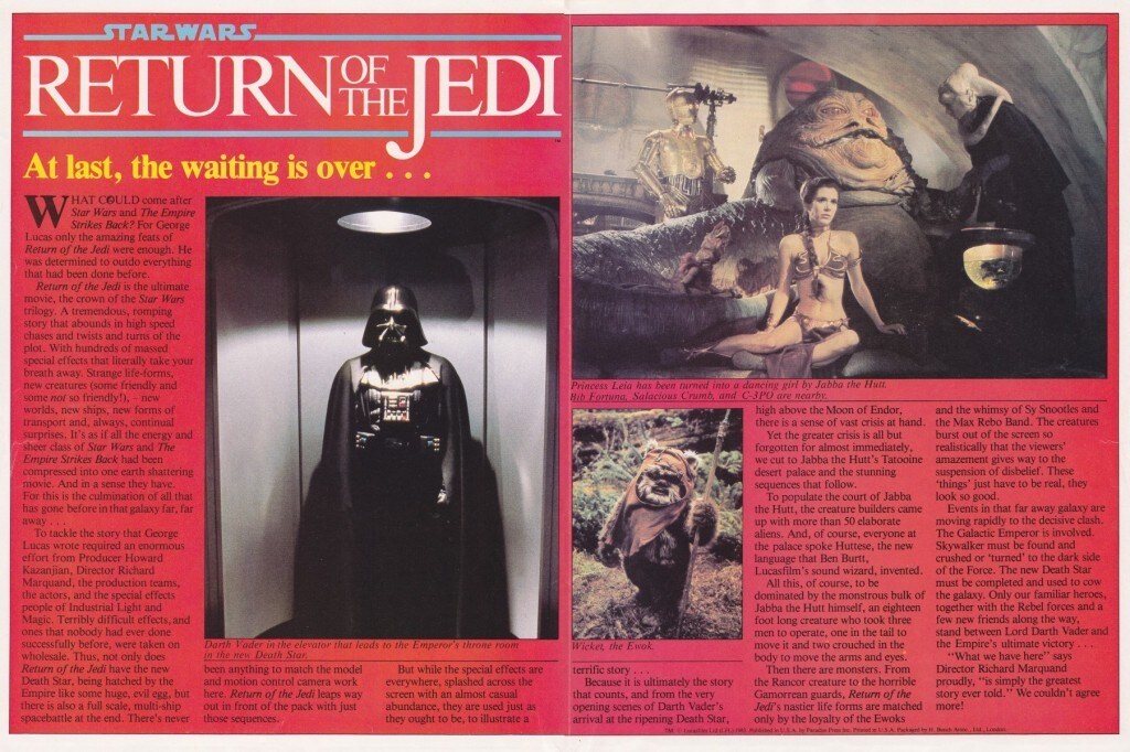 Return of the Jedi poster magazine - Darth Vader and Jabba the Hutt