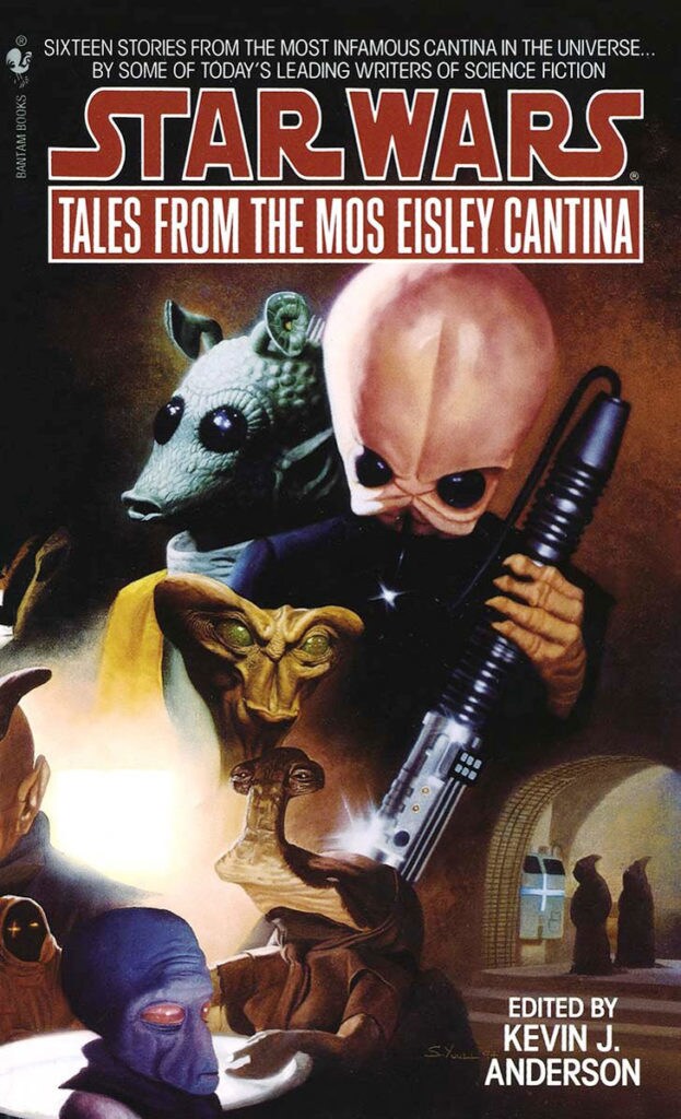 Various aliens on the cover of Tales from the Mos Eisley Cantina, an anthology book.