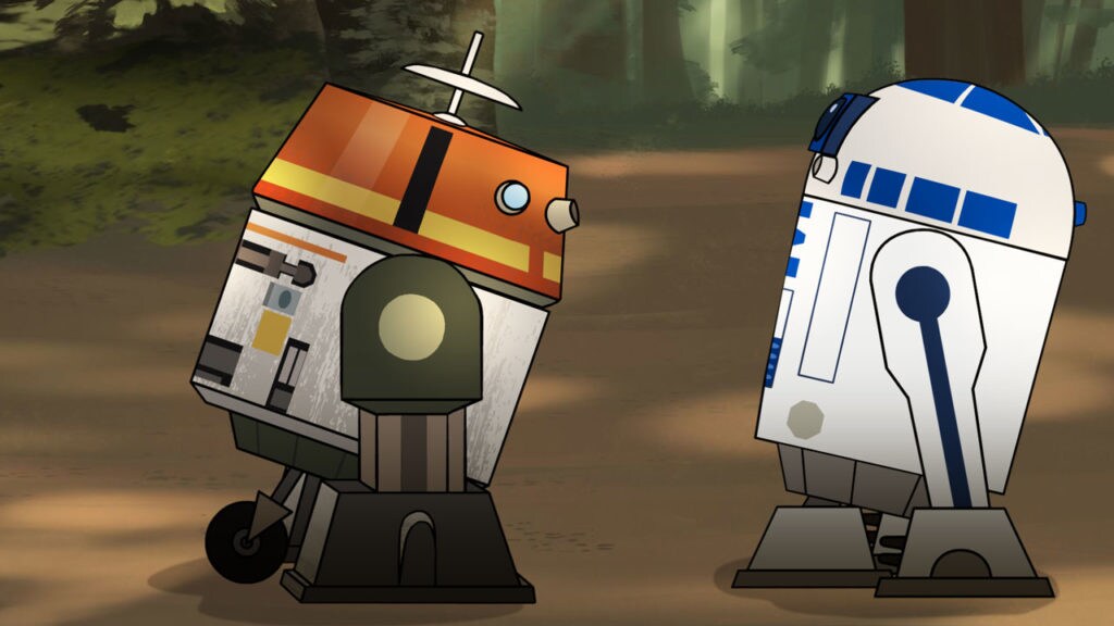 Chopper and R2-D2 from Star Wars Forces of Destiny.