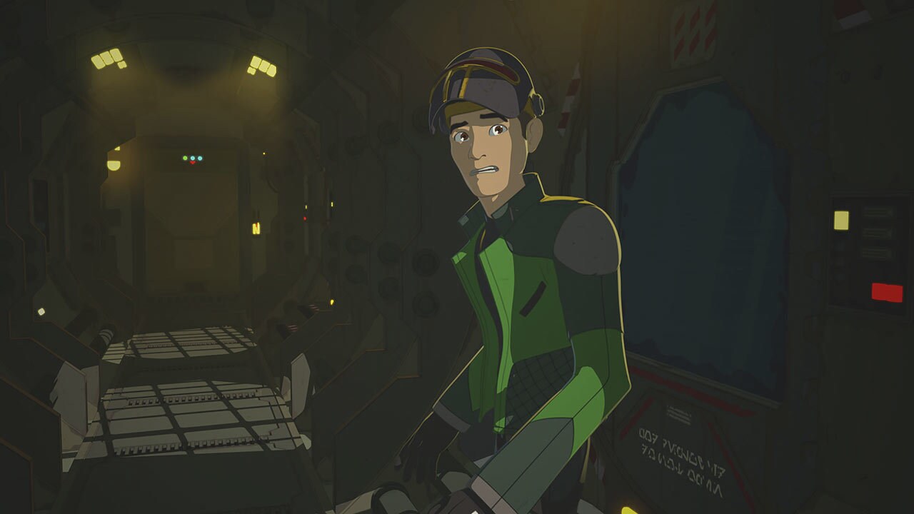 Kaz, having just launched Synara in an escape pod from the Colossus in Star Wars Resistance.