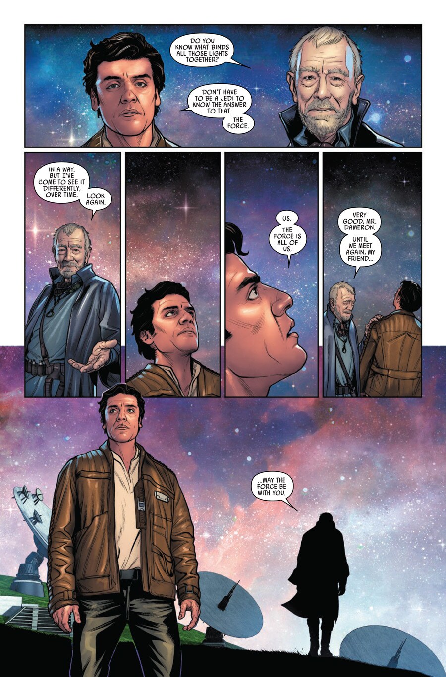 Poe Dameron learns about the Force,in a scene from his self-titled comic.