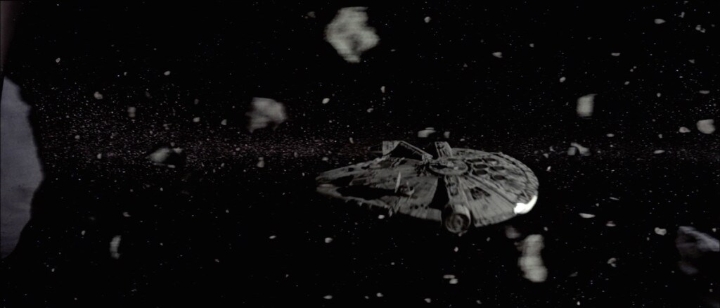 Millennium Falcon in the asteroid field