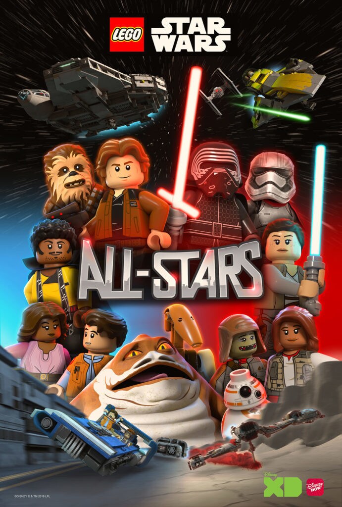 LEGO Star Wars: All-Stars official key art featuring Han Solo, Kylo Ren, and more.