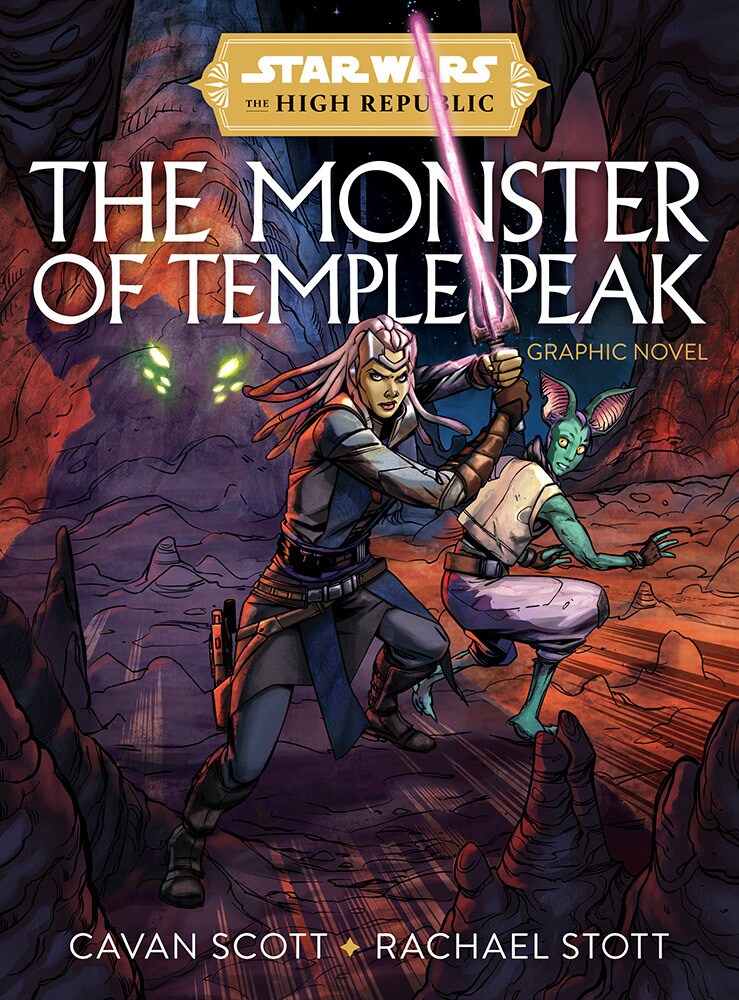 Ty Yorrick holds her lightsaber at the ready on the cover of The Monster of Temple Peak, a High Republic graphic novel.
