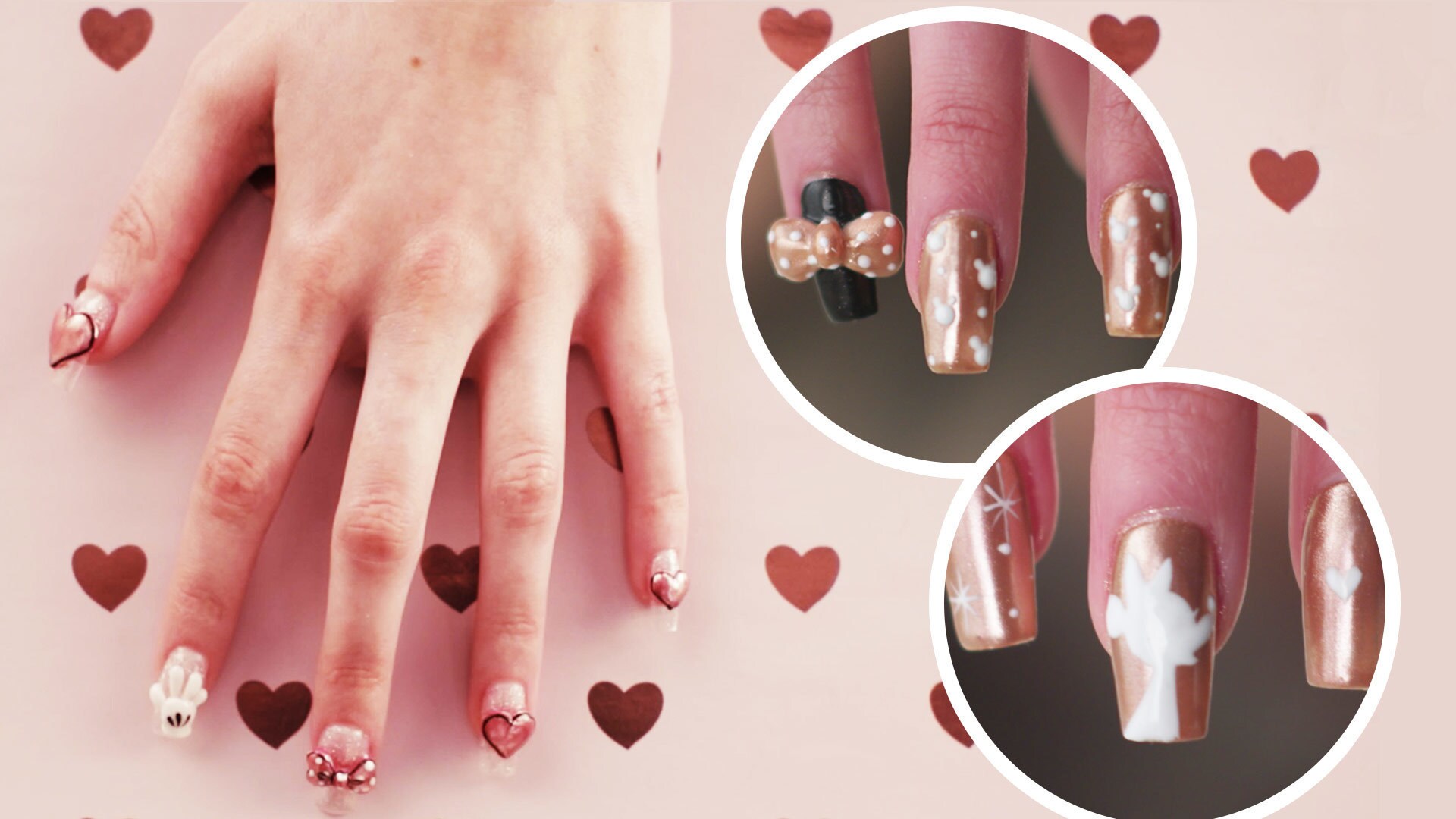 Rose Gold Minnie Nail Art, 3 Ways | TIPS by Disney Style