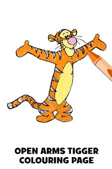 open arms tigger colouring page