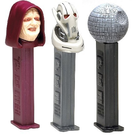 Emperor Palpatine, General Grievous, and Death Star Pez dispensers.