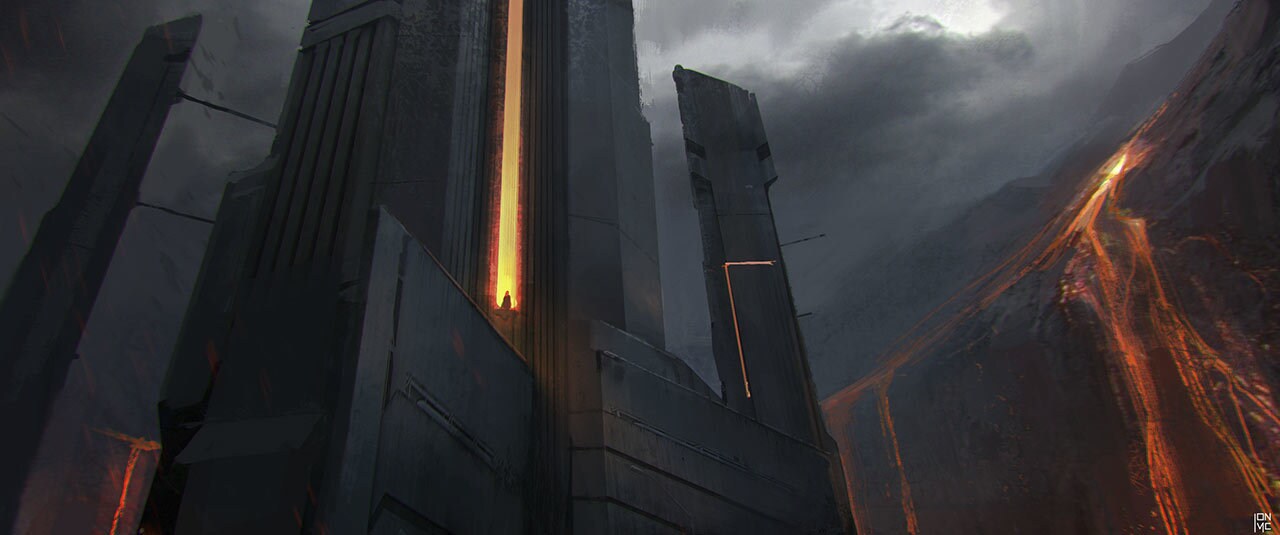 Vader's Castle entrance concept art from Rogue One