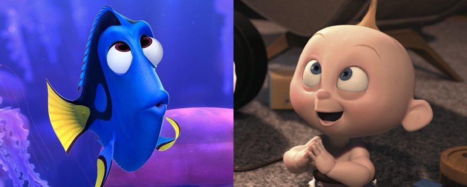 Dory from Finding Nemo and Jack-Jack from The Incredibles.