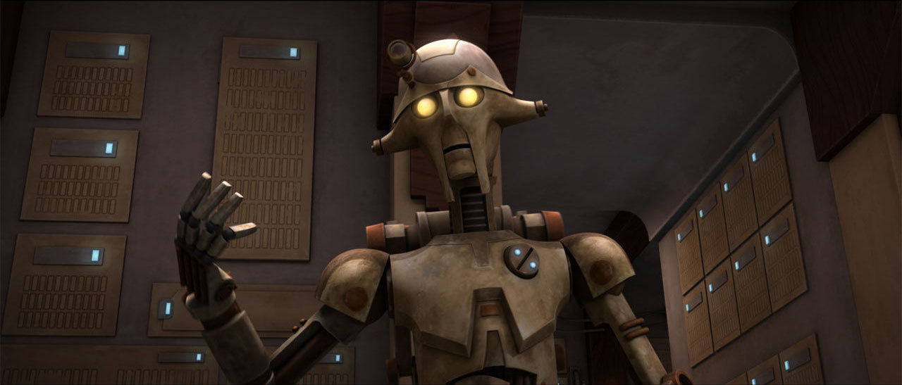 Professor Huyang, a lightsaber expert droid, in The Clone Wars.