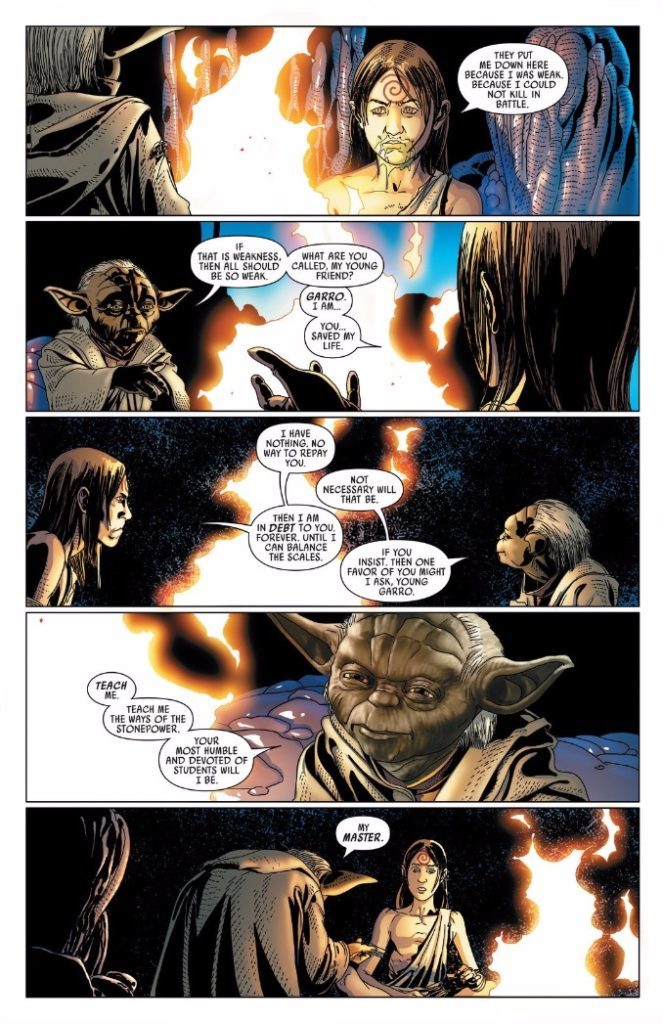 A page from a Star Wars comic features Yoda.