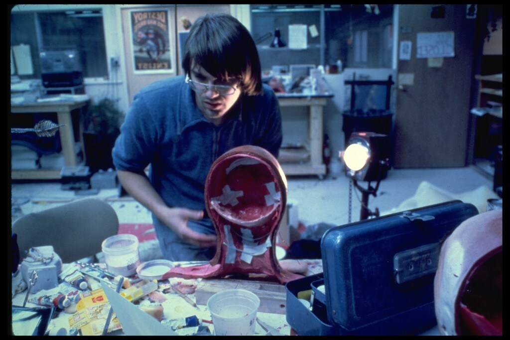 Chris Walas working on the melting heads for Raiders of the Lost Ark