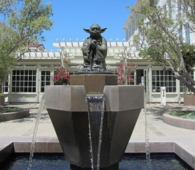 Yoda fountain outside Lucasfilm headquarters