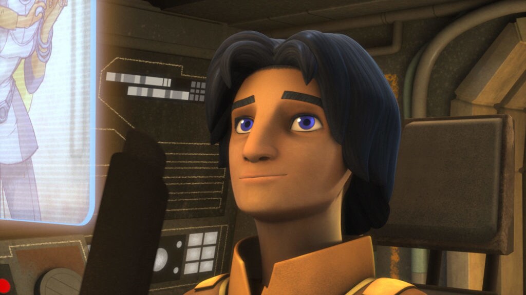 Ezra sits aboard The Ghost in Star Wars Rebels.