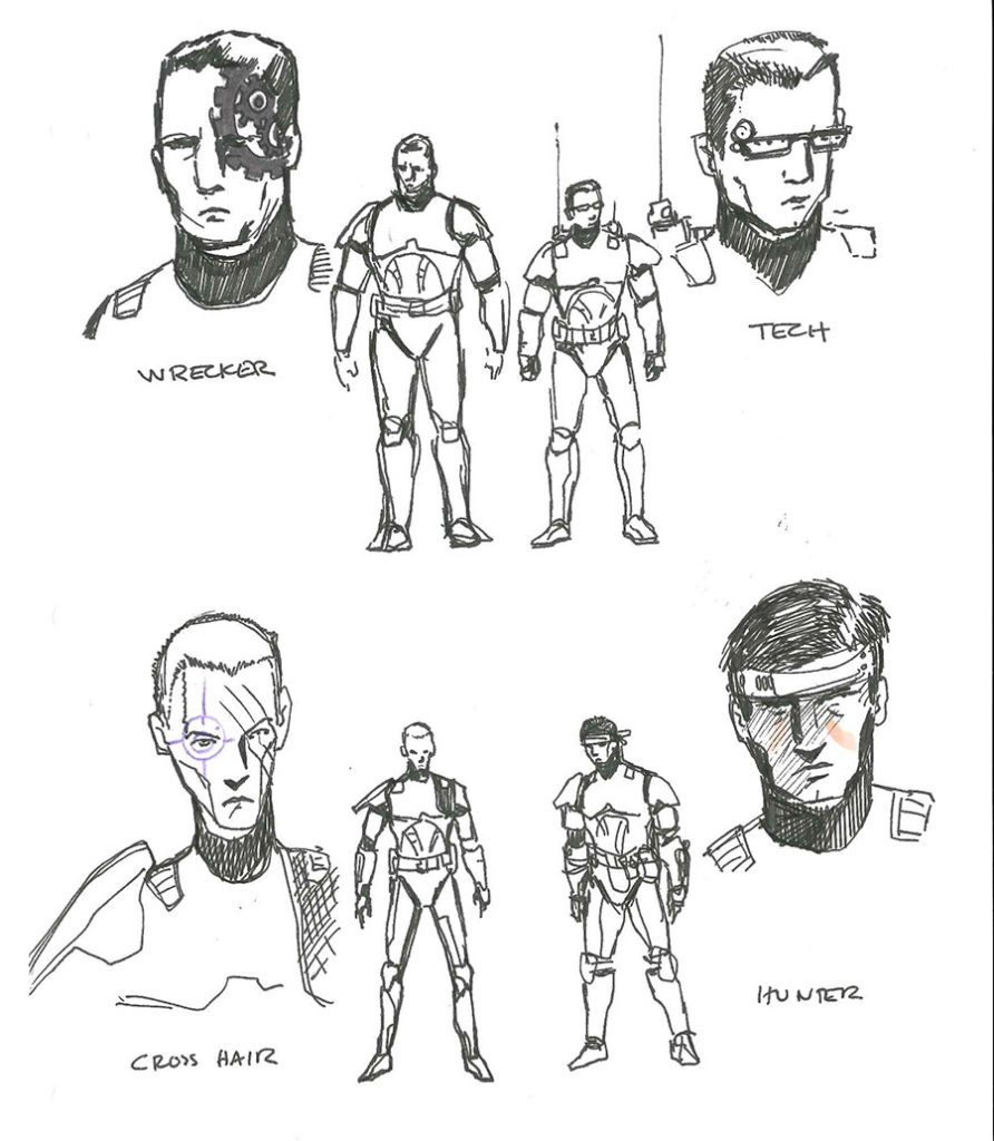 Concept sketches of clone commandos by Clone Wars showrunner Dave Filoni.