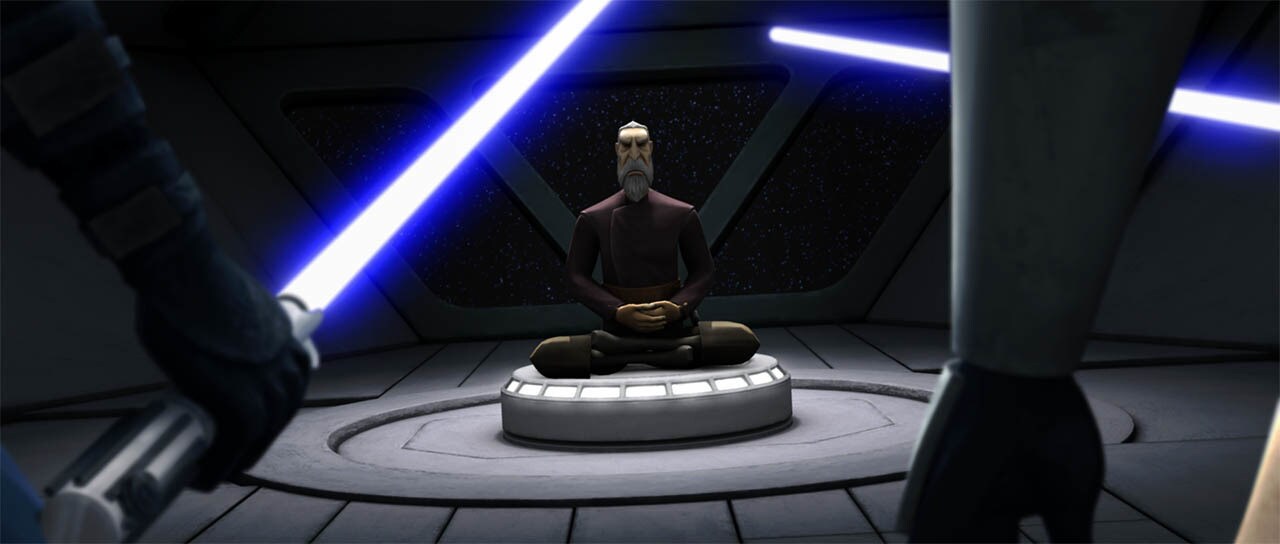 Dooku faces Obi-Wan and Anakin in a scene from "Dooku Captured."