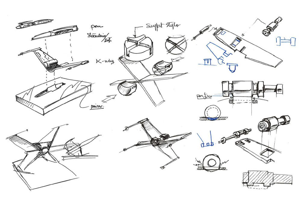 Concept sketches for a series of Star Wars themed luxury pens.