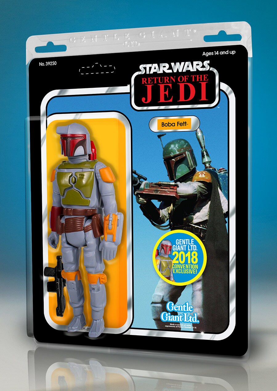 A Gentle Giant Boba Fett action figure in original packaging.