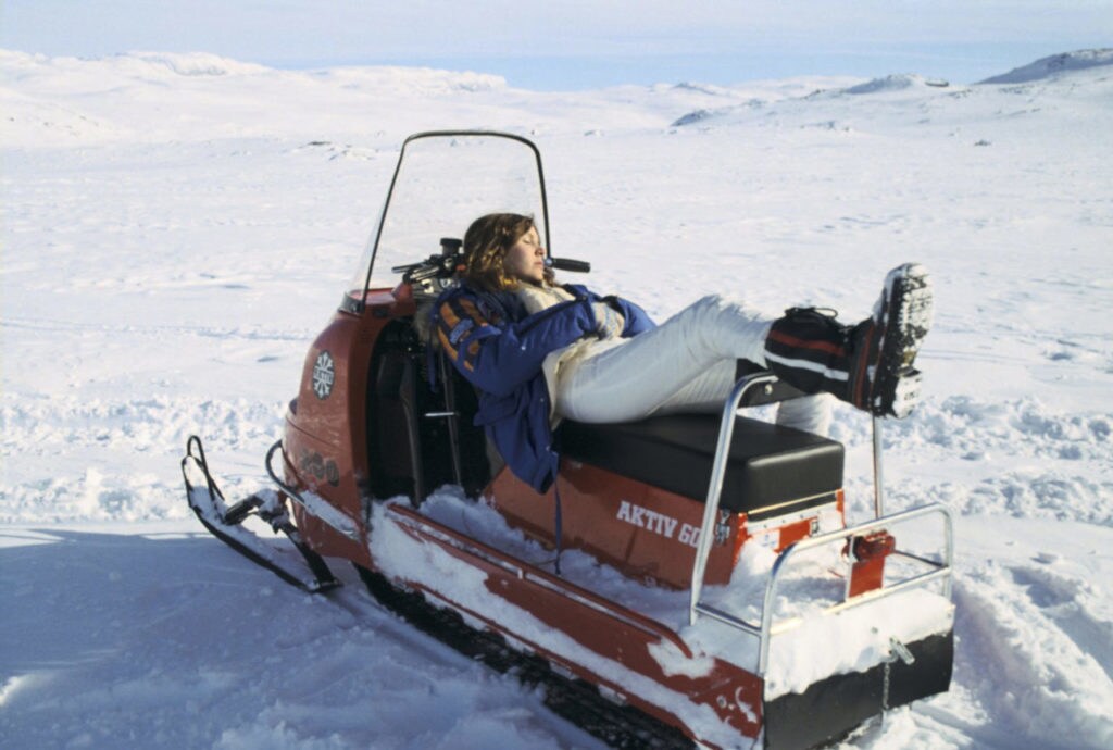 Carrie Fisher takes a break on the set of The Empire Strikes Back.