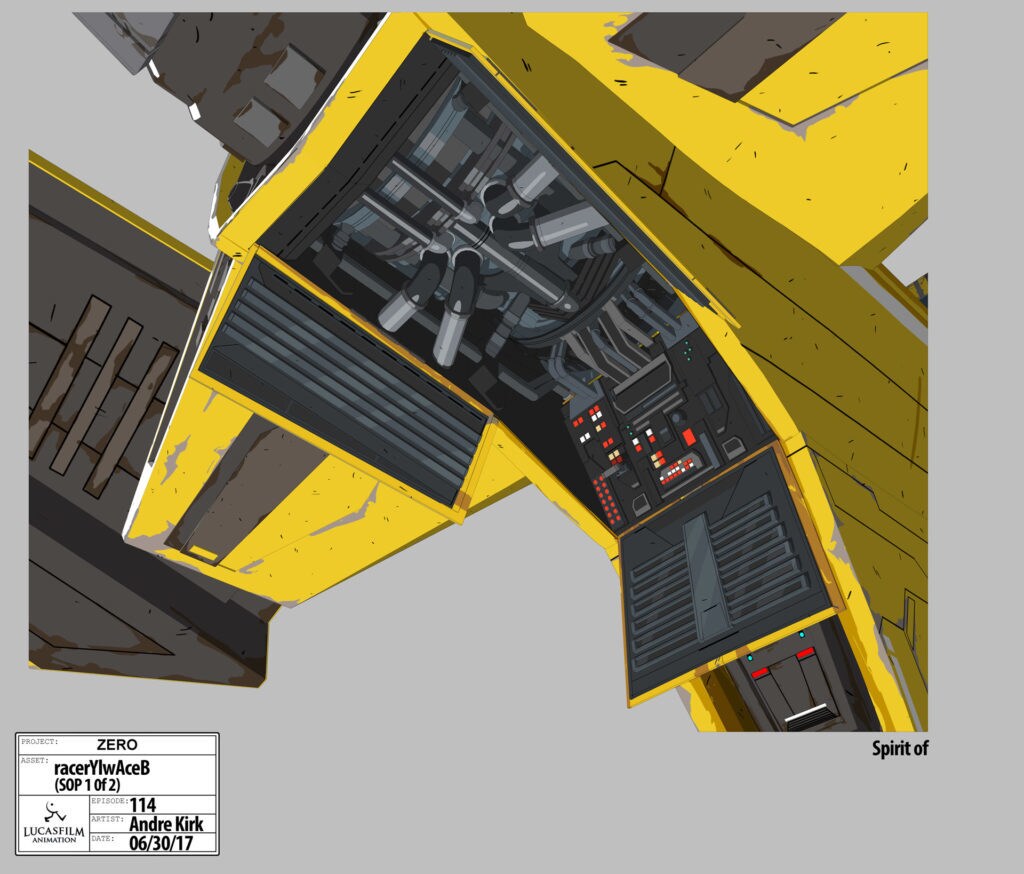 Concept art of Yellow Ace's engines for Star Wars Resistance.