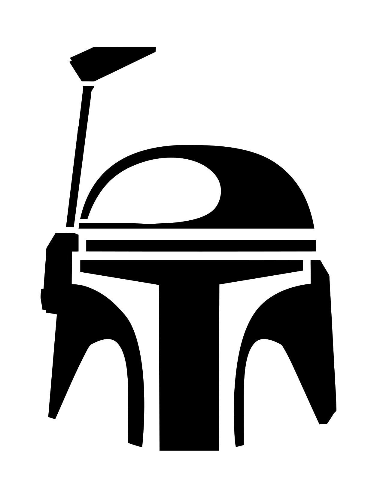 A Mandalorian helmet in a minimalist black-and-white style.