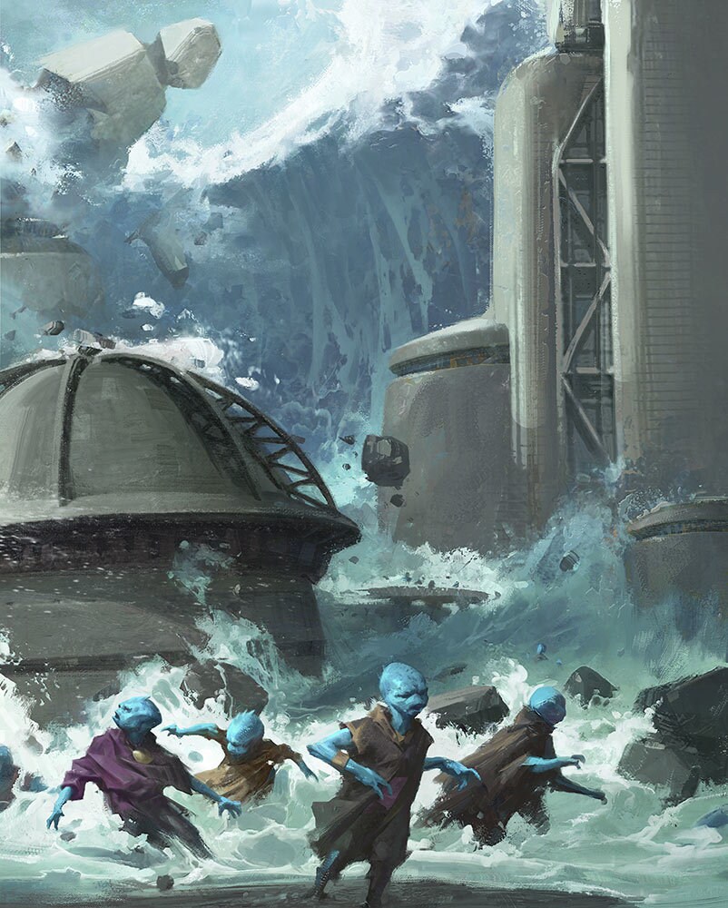 Painting of tidal wave from Star Wars: Myths & Fables.