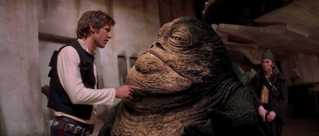 Han Solo and Jabba in Star Wars: A New Hope