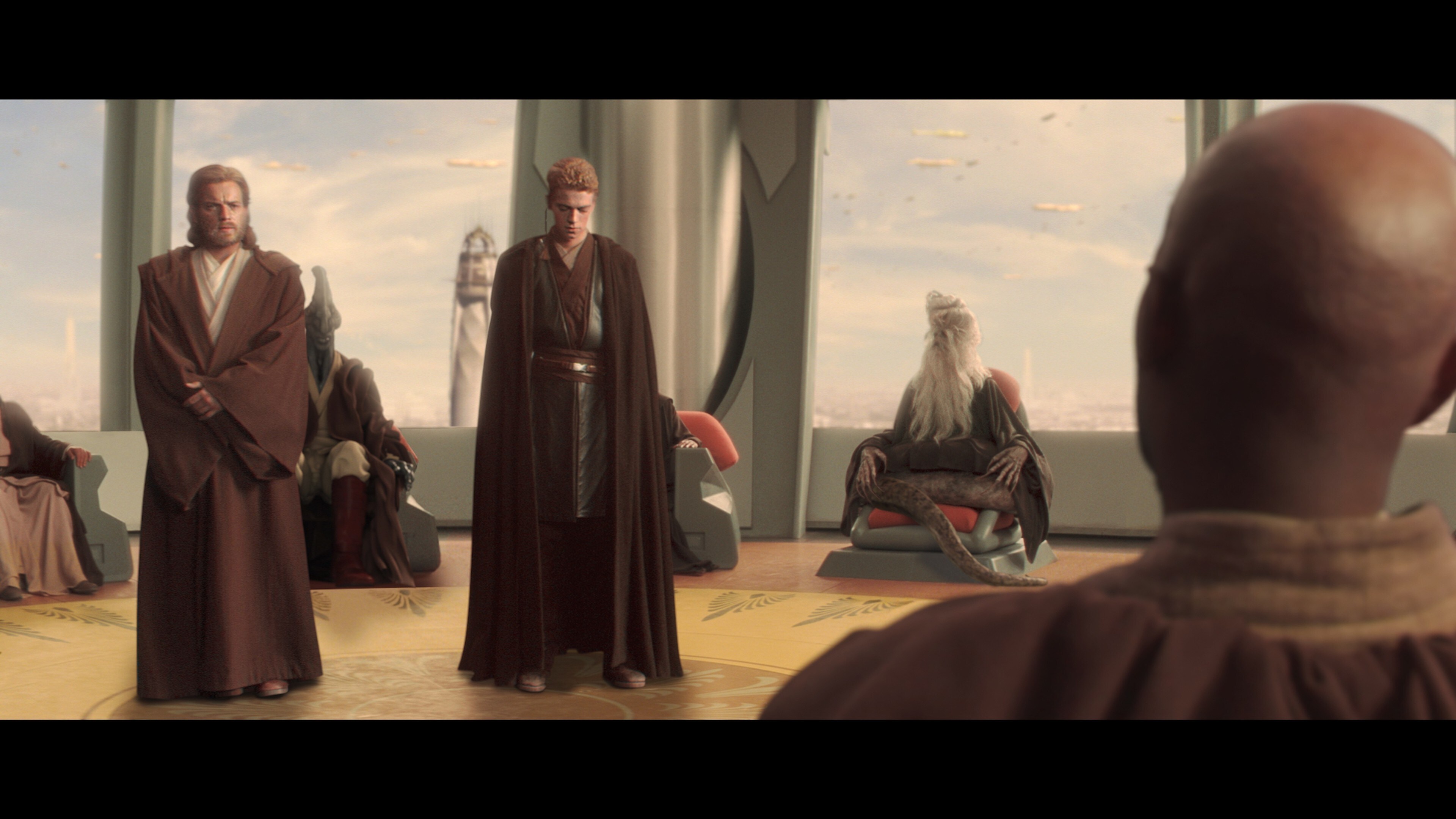 This episode marks the appearance of Oppo Rancisis on the Jedi Council, a serpentine Jedi Master ...