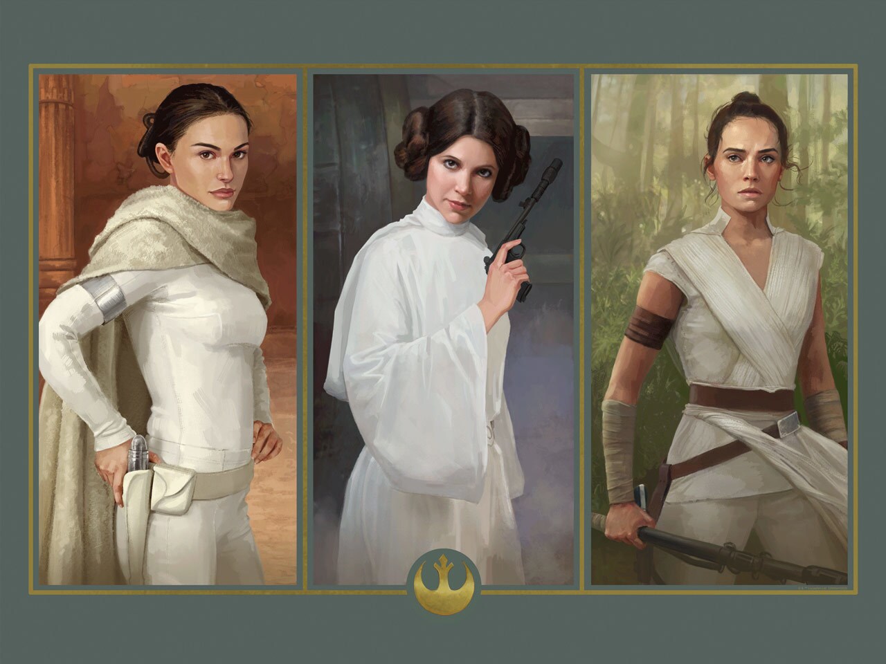 Throughout the Ages Star Wars print featuring Padme, Leia, and Rey.