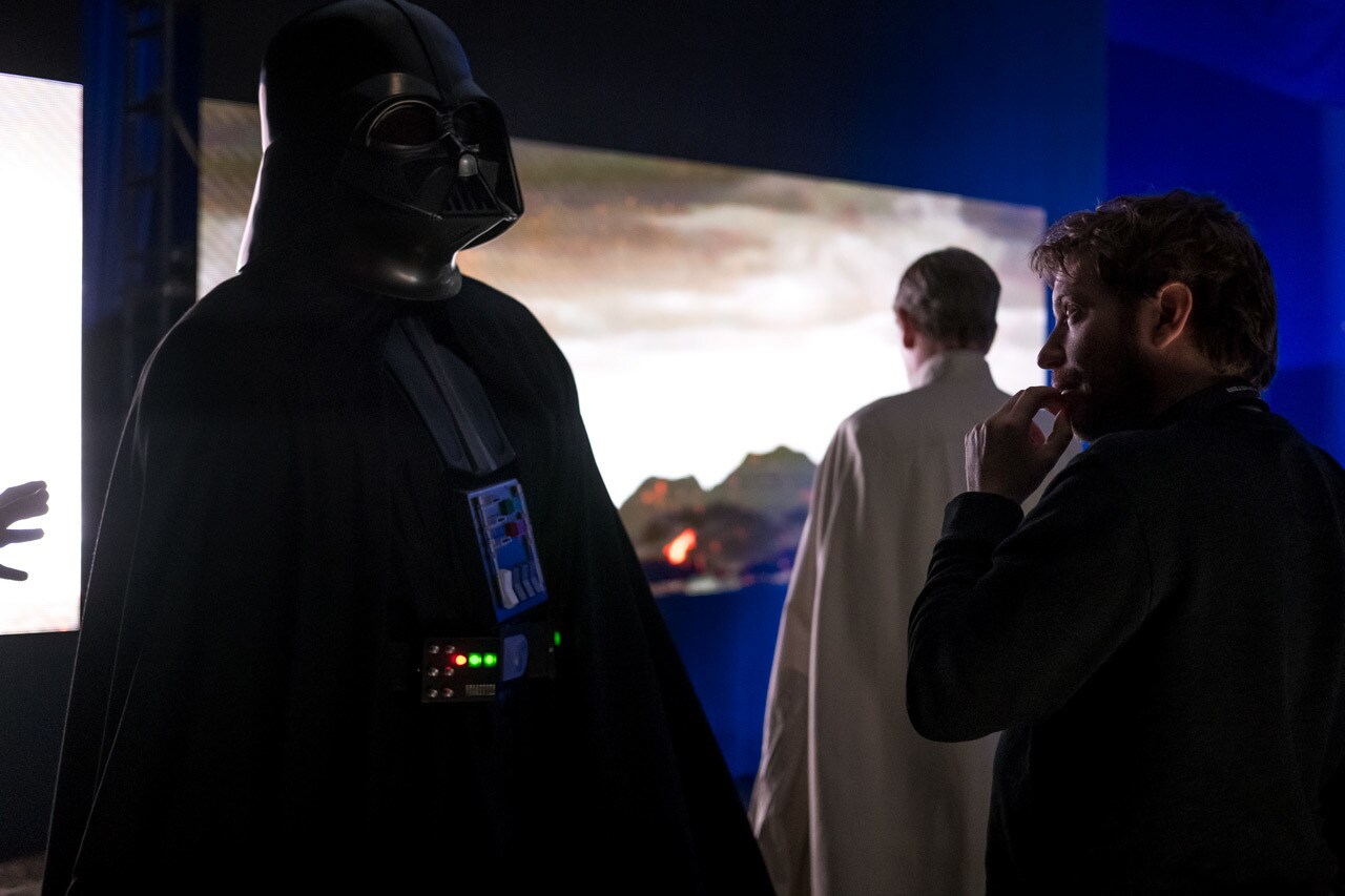Gareth Edwards and Darth Vader on set