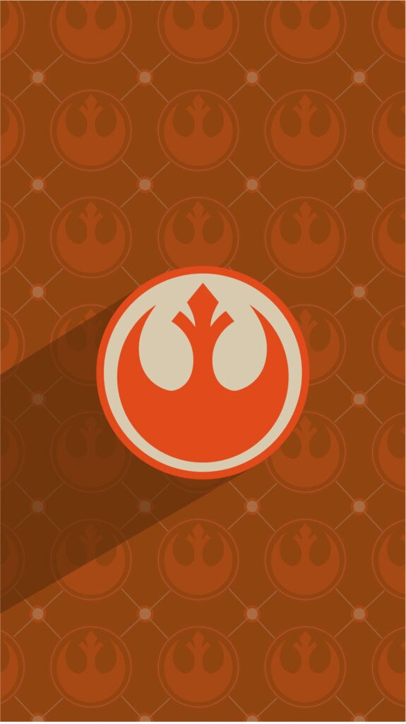 Mobile wallpaper of a red Alliance Starbird on a red background with a lighter Alliance Starbird pattern from starwars.com.