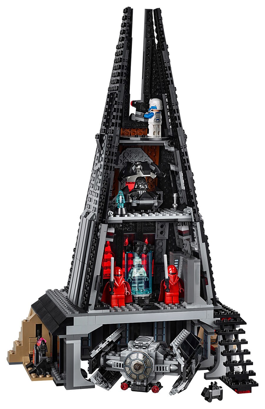 A LEGO toy set of Darth Vader's castle and TIE fighter.