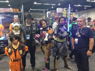 Dave Filoni and Kilian Plunkett with Star Wars Rebels costumers at WonderCon 2014