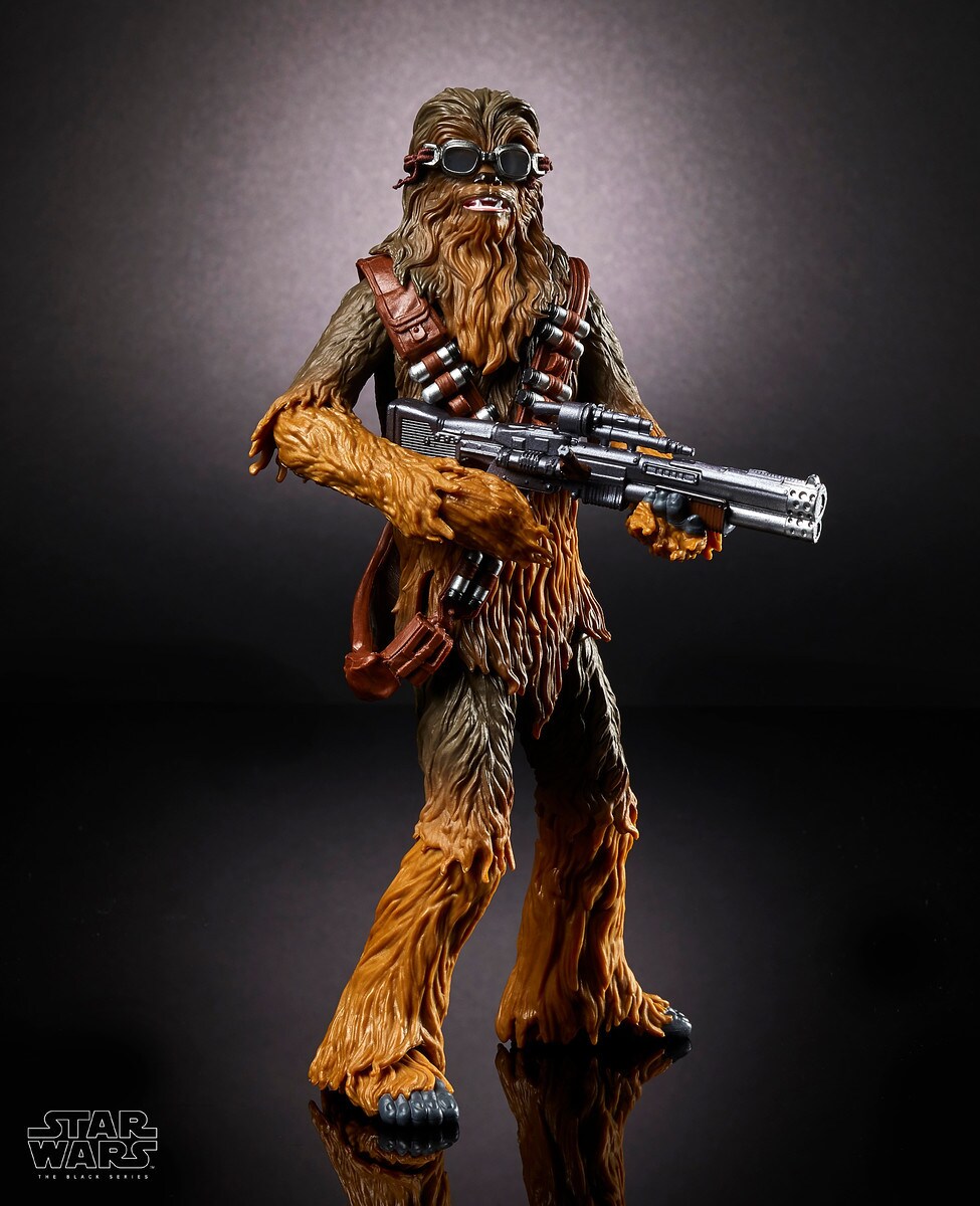 A Chewbacca action figure wearing goggles.
